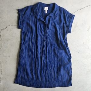 St. John's Bay Royal Blue Crinkled Short-Sleeve Tunic Dress